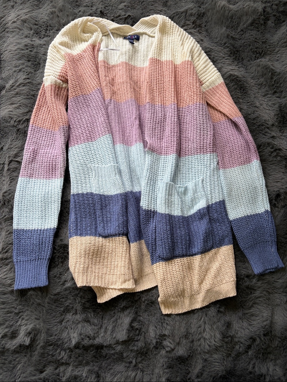 Striped Open-Front Cardigan Sweater - Pastel Multi